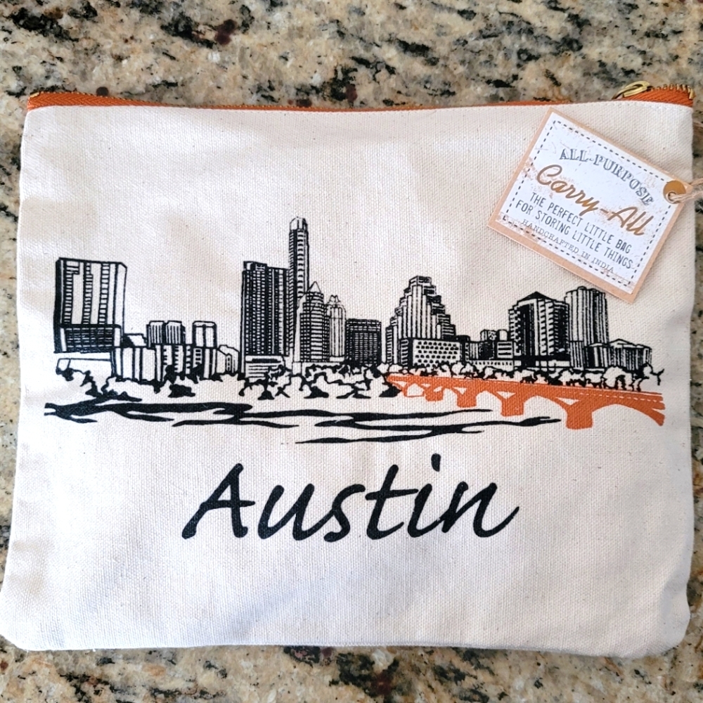 Austin, TX skyline Zip Top Clutch or Carry Bag Brand New